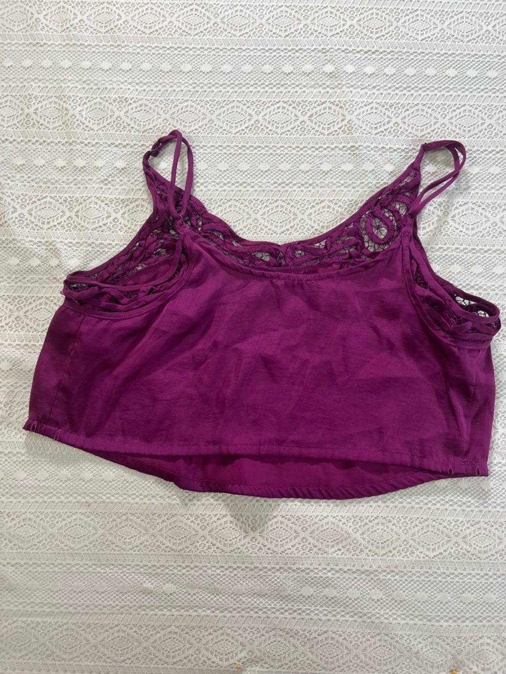 Free People Deep Magenta Crochet-Trim Cropped Cami - Picture 5 of 5